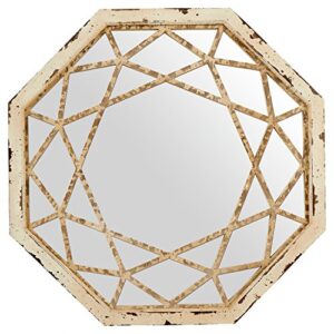 Amazon Brand – Stone & Beam Vintage-Look Octagonal Hanging Wall Mirror Decor, 25.5 Inch Height, Antique White