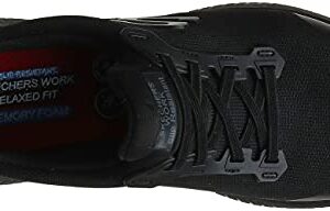 Skechers Womens Squad SR Food Service Shoe, Black Flat Knit, 8 US