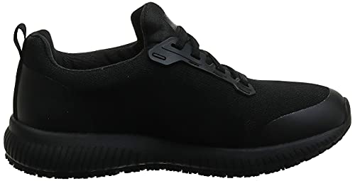 Skechers Womens Squad SR Food Service Shoe, Black Flat Knit, 8 US