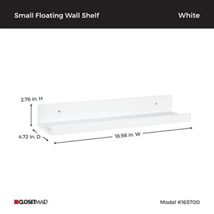 ClosetMaid 1657 Floating Wall Shelf, White, 19-Inch