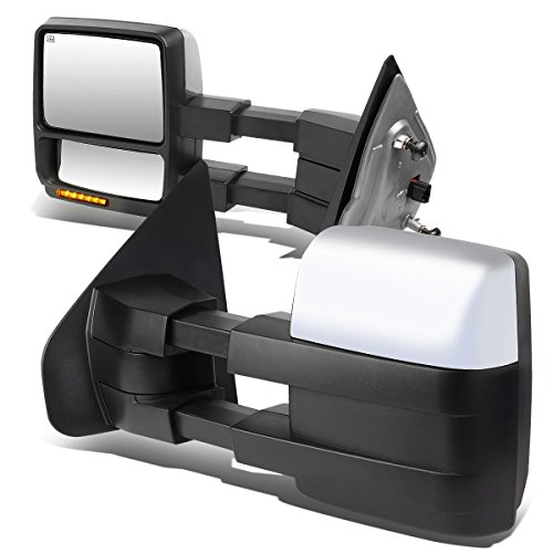 DNA Motoring TWM-006-T999-CH-AM Pair of Powered Heated Towing Side Mirrors W/Turn Signal Light Compatible with 04-14 F-150, Chrome/Amber