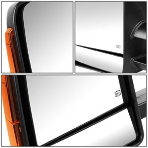 Right Side Black Power Heated Glass Telescoping w/Amber LED Signal Light Side Towing Mirror Compatible with Tundra 07-16