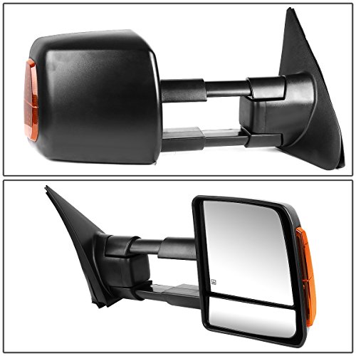 Right Side Black Power Heated Glass Telescoping w/Amber LED Signal Light Side Towing Mirror Compatible with Tundra 07-16