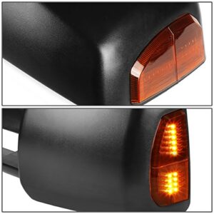 Right Side Black Power Heated Glass Telescoping w/Amber LED Signal Light Side Towing Mirror Compatible with Tundra 07-16