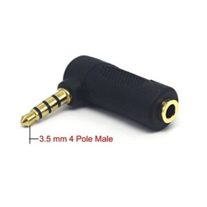 Nightwolf 5PCS 90 Degree L Shape Right Angle 4 Pole 3.5mm Male to Female Gold Audio Stereo Plug Jack Headphone Adapter Connector