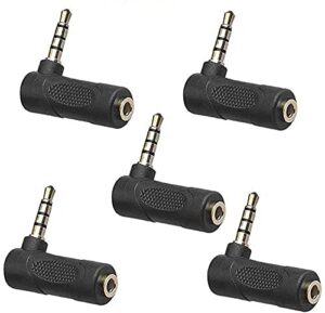 nightwolf 5pcs 90 degree l shape right angle 4 pole 3.5mm male to female gold audio stereo plug jack headphone adapter connector