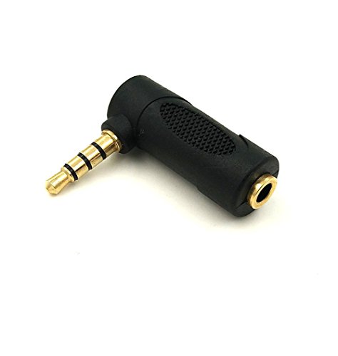 Nightwolf 5PCS 90 Degree L Shape Right Angle 4 Pole 3.5mm Male to Female Gold Audio Stereo Plug Jack Headphone Adapter Connector