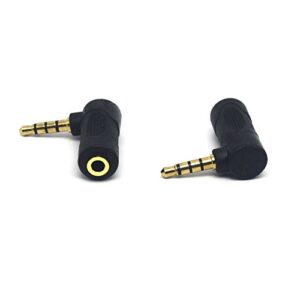 Nightwolf 5PCS 90 Degree L Shape Right Angle 4 Pole 3.5mm Male to Female Gold Audio Stereo Plug Jack Headphone Adapter Connector