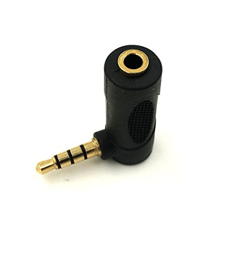 Nightwolf 5PCS 90 Degree L Shape Right Angle 4 Pole 3.5mm Male to Female Gold Audio Stereo Plug Jack Headphone Adapter Connector