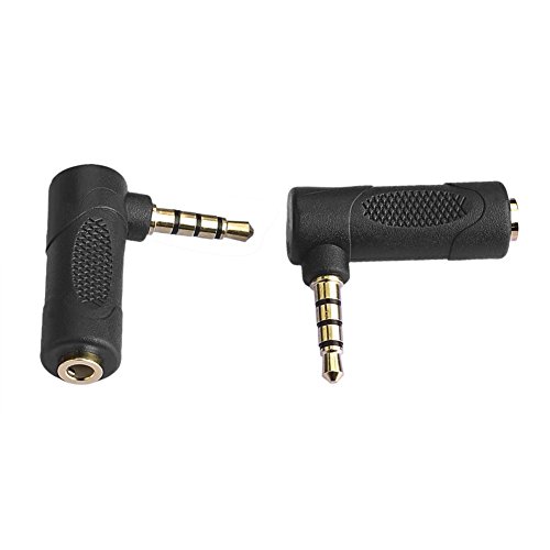 Nightwolf 5PCS 90 Degree L Shape Right Angle 4 Pole 3.5mm Male to Female Gold Audio Stereo Plug Jack Headphone Adapter Connector