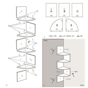 WELLAND Zig Zag 4 Tiers Black Finished Floating Shelf,Wall Mounted Corner Wall Shelf for Bed Room,Living Room,Kitchen and So on