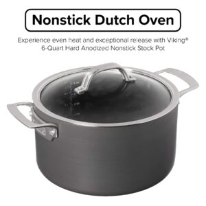 Viking Culinary Hard Anodized Nonstick Dutch Oven, 6 Quart, Includes Glass Lid, Dishwasher, Oven Safe, Works on All Cooktops including Induction