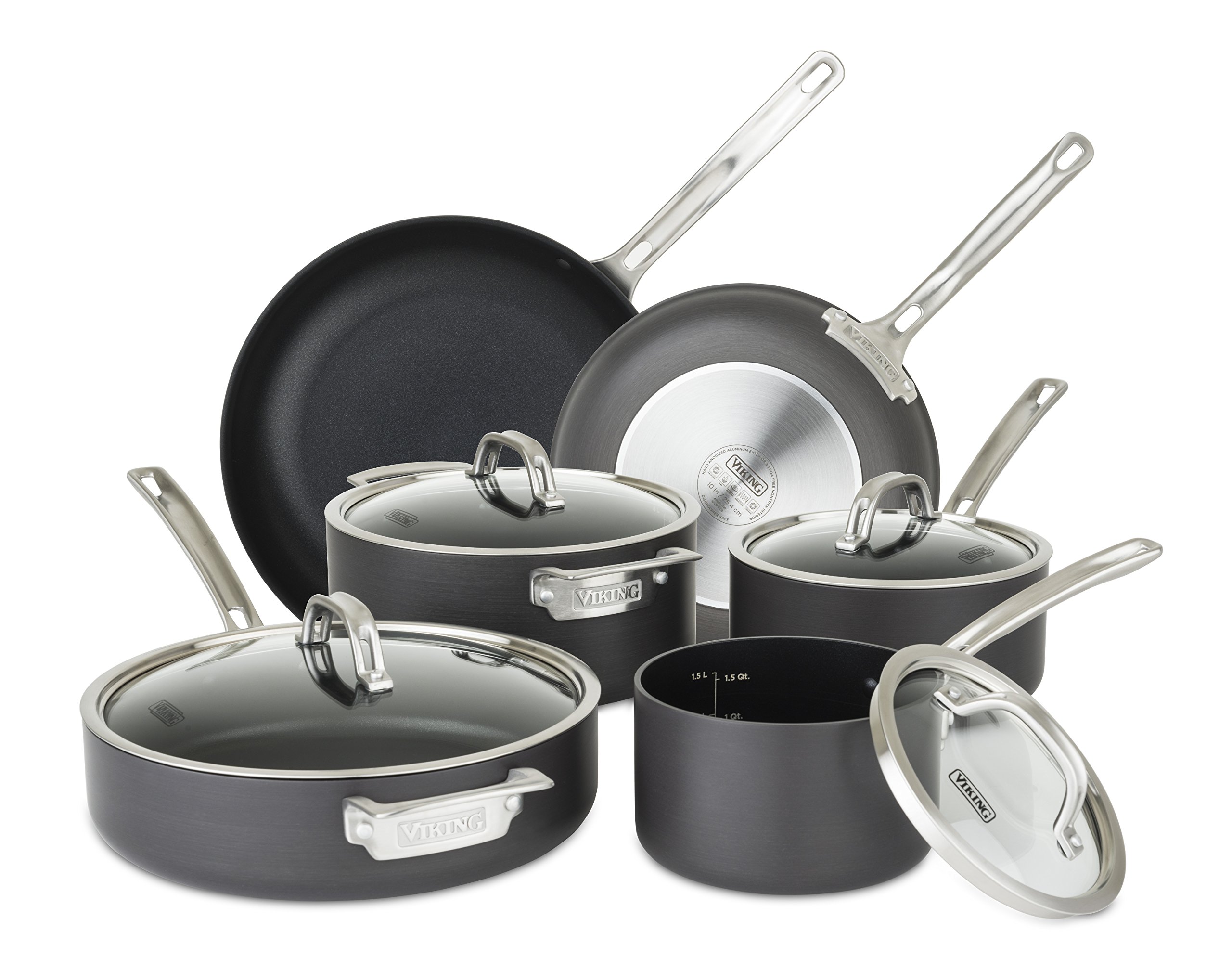 Viking Culinary Hard Anodized Nonstick Cookware Set, 10 Piece, Dishwasher, Oven Safe, Works on All Cooktops including Induction