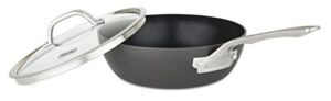 viking culinary hard anodized nonstick 3-ply saucier pan, 3 quart, includes glass lid, dishwasher, oven safe, works on all cooktops including induction