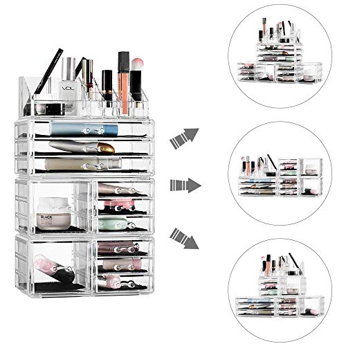 Felicite Home Acrylic Jewelry and Cosmetic Storage Boxes Makeup Organizer Set, 4 Piece