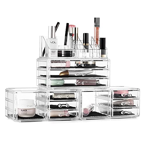 Felicite Home Acrylic Jewelry and Cosmetic Storage Boxes Makeup Organizer Set, 4 Piece