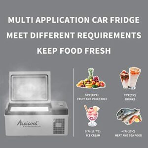 Alpicool C15 Portable Freezer,12 Volt Car Refrigerator, 16 Quart (15 Liter) Fast Cooling 12V Car Fridge -4℉~68℉, Car Cooler, 12/24V DC and 100-240V AC for Outdoor, Camping, RV, Truck, Boat