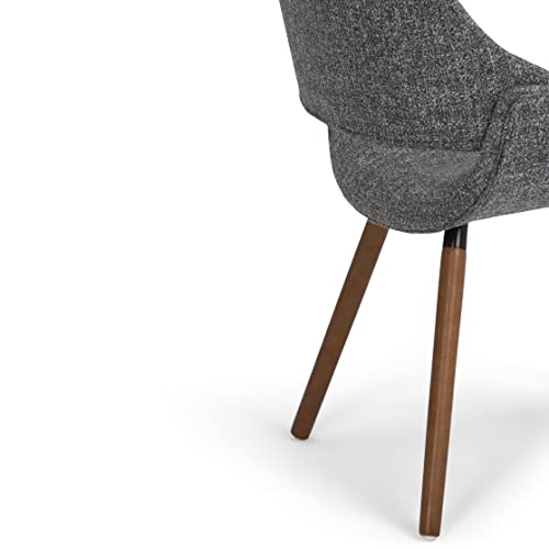 SIMPLIHOME Malden 18 Inch Mid Century Modern Bentwood Dining Chair in Grey Woven Fabric, For the Dining Room