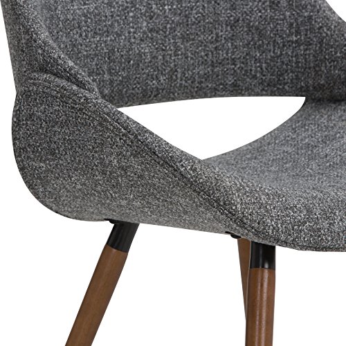 SIMPLIHOME Malden 18 Inch Mid Century Modern Bentwood Dining Chair in Grey Woven Fabric, For the Dining Room