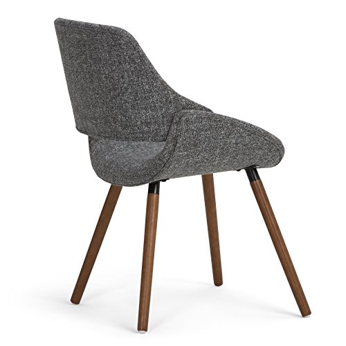 SIMPLIHOME Malden 18 Inch Mid Century Modern Bentwood Dining Chair in Grey Woven Fabric, For the Dining Room