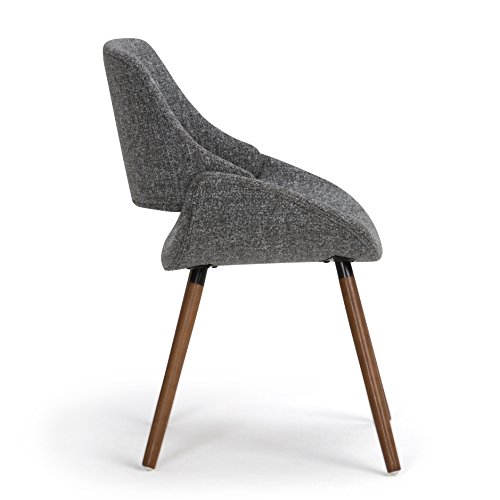 SIMPLIHOME Malden 18 Inch Mid Century Modern Bentwood Dining Chair in Grey Woven Fabric, For the Dining Room