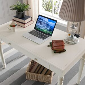 Leick Home Cottage White Turned leg Laptop Desk with Center Drawer, White