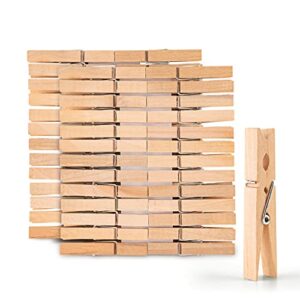home-x heavy duty wooden clothespins | durable outdoor clothes pins for hanging clothes and drying laundry, set of 100