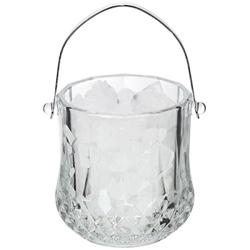Lily's Home Glass Ice Bucket with Handle and SS Tongs, This Beautiful Piece is Ideal for Entertaining and Every Day Use
