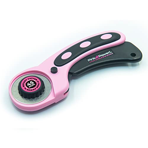 Pink Power Rotary Cutter Set with Ergonomic Handle Fabric Cutter Wheel for Sewing, Quilting, Crafting, and Scrapbooking and 45mm Rotary Cutter Blade (Rotary Cutter)