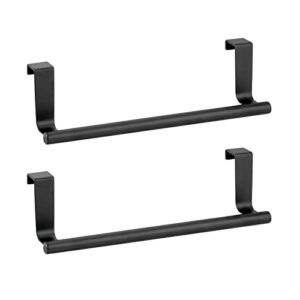 mDesign Over Kitchen Cabinet Door Towel Bar Holder for Hand, Dish, and Tea Towel Rack - Over the Door Towel Bar- Hang Inside or Outside Doors - Kitchen Organizer - Omni Collection, 2 Pack, Matte Black