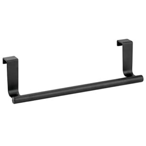 mDesign Over Kitchen Cabinet Door Towel Bar Holder for Hand, Dish, and Tea Towel Rack - Over the Door Towel Bar- Hang Inside or Outside Doors - Kitchen Organizer - Omni Collection, 2 Pack, Matte Black