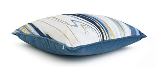 Thro by Marlo Lorenz Dragonfly Kia Marble Raised Foil Pillow, 1 Count (Pack of 1), Gold, Blue