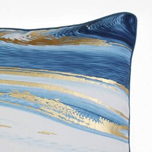 Thro by Marlo Lorenz Dragonfly Kia Marble Raised Foil Pillow, 1 Count (Pack of 1), Gold, Blue