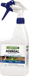 liquid fence all-purpose animal repellent, repels rabbits, squirrels, mice, raccoons and other small mammals, harmless to plants and animals when used & stored as directed, 32 fl ounce spray