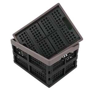 nicesh 2-pack plastic collapsible storage crate, 15 l folding storage crate baskets