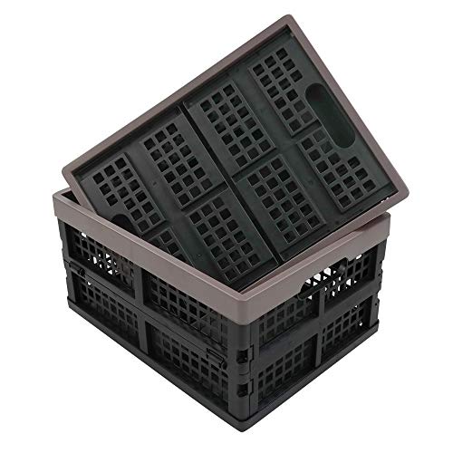 Nicesh 2-Pack Plastic Collapsible Storage Crate, 15 L Folding Storage Crate Baskets