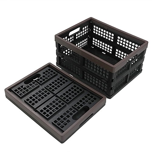 Nicesh 2-Pack Plastic Collapsible Storage Crate, 15 L Folding Storage Crate Baskets