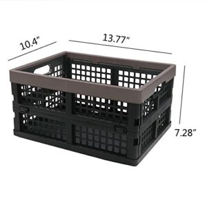 Nicesh 2-Pack Plastic Collapsible Storage Crate, 15 L Folding Storage Crate Baskets