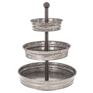 3 tier serving tray vintage galvanized metal stand kitchen tiered home farmhouse style decor rustic country cupcake stand bar accessories for indoor outdoor use silver