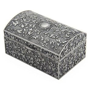aveson vintage metal jewelry box small trinket storage organizer box chest ring case for girls women, tin color, small