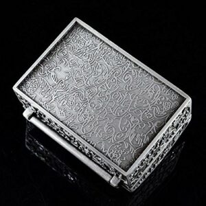 AVESON Vintage Metal Jewelry Box Small Trinket Storage Organizer Box Chest Ring Case for Girls Women, Tin Color, Small