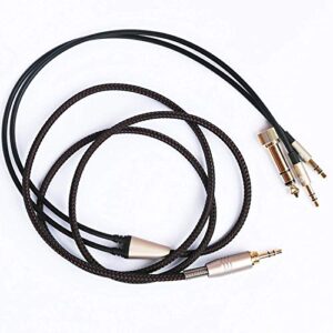 newfantasia replacement cable for beyerdynamic t1 2nd generation / t5p second generation headphones 3.5mm male and 6.35mm adapter to dual 3.5mm jack male audio hifi cord 1.2m/4ft