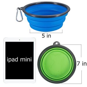 Comsun 2-Pack Extra Large Size Collapsible Dog Bowl, Foldable Expandable Cup Dish for Pet Cat Food Water Feeding Portable Travel Bowl Blue and Green