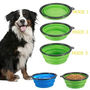 Comsun 2-Pack Extra Large Size Collapsible Dog Bowl, Foldable Expandable Cup Dish for Pet Cat Food Water Feeding Portable Travel Bowl Blue and Green