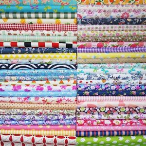 levylisa Pre Cut Assorted Printed Cotton Fabric Patchwork Fabric Quarter Bundle Patchwork Quilting Fabric Sets Sewing Fabric Patchwork Flower Dots DIY Quilting Handmade Craft 11.8” x 11.8”