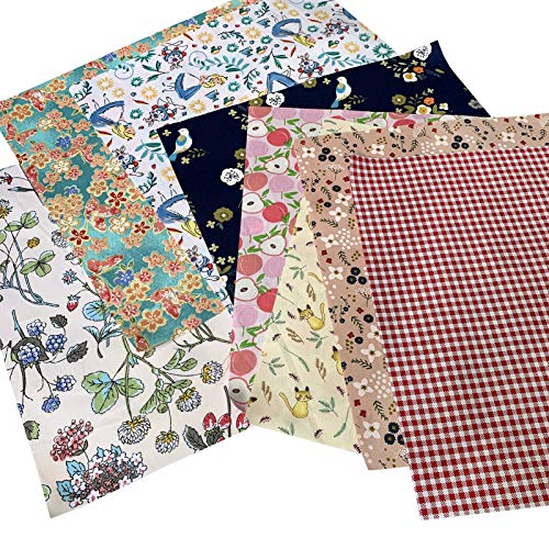 levylisa Pre Cut Assorted Printed Cotton Fabric Patchwork Fabric Quarter Bundle Patchwork Quilting Fabric Sets Sewing Fabric Patchwork Flower Dots DIY Quilting Handmade Craft 11.8” x 11.8”