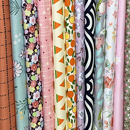 levylisa Pre Cut Assorted Printed Cotton Fabric Patchwork Fabric Quarter Bundle Patchwork Quilting Fabric Sets Sewing Fabric Patchwork Flower Dots DIY Quilting Handmade Craft 11.8” x 11.8”