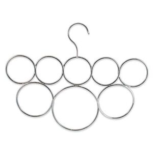 scarf hanger organizer holder for closet space saving organization and storage, 8 snagless satin chrome rings by exultimate