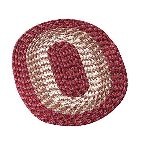 Collections Etc Versatile Alpine Braided Accent Rug with 3-Tone Coloring for Any Room, Burgundy, 20" X 30"