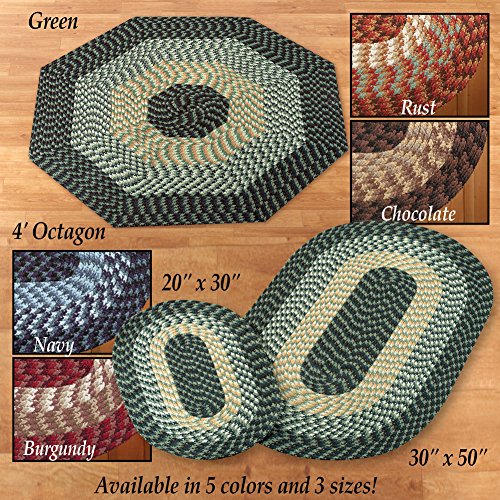 Collections Etc Versatile Alpine Braided Accent Rug with 3-Tone Coloring for Any Room, Burgundy, 20" X 30"